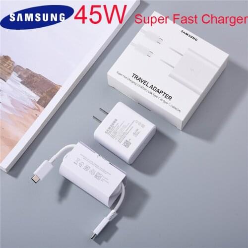 Original Samsung 45W Super Fast Charger 5A PD Type C Cable For Galaxy S20 S21 Ultra Note 10 Plus Note 20 A91 A80 Note10 + 5G A70