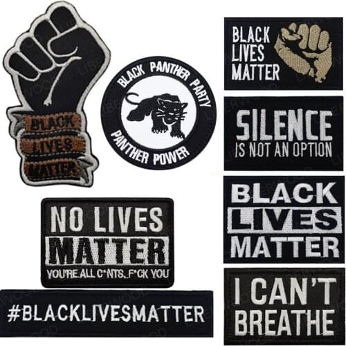 BLACKLIVESMATTER HOOK LOOP Patch Black Lives Matter Movement Equality Social Patch badge SILENCE is not an option patch