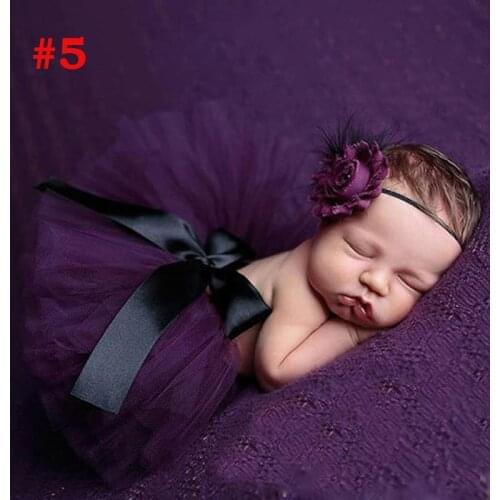 Baby Princess Newborn Flower Cotton Headband And Tulle Tutu Baby Photo Fotografia Prop Accessory Fashion Ball Gown