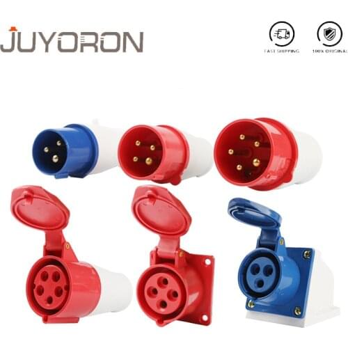 Industrial Plug and Socket 5pin 3core 3P/4P/5P Electrical Connector 16A 32A IP44 Wall Mounted Socket 220V 380V 415V MALE FEMALE