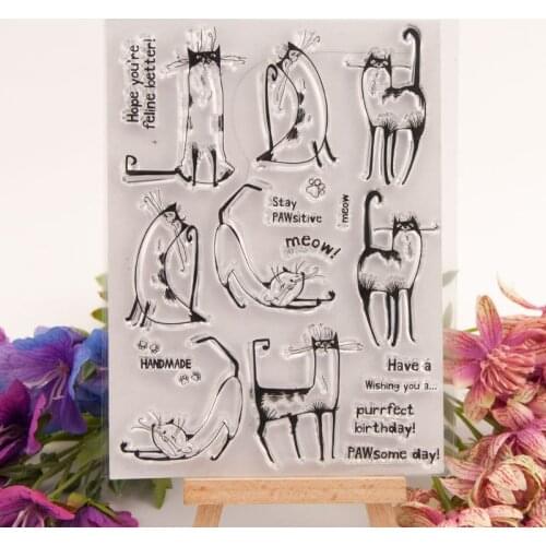 Diy Transparent Silicone Rubber Standard Stamp for Scrapbooking Clear Stamps Card Making Stamps Cat Animal