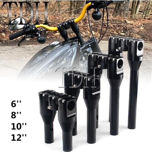 6" 8" 10" 12" Straight Riser Handlebar High Style Mount Clamp Adjuster for Harley Dyna Fat Street Bob Glide Bobber XL883 XL1200