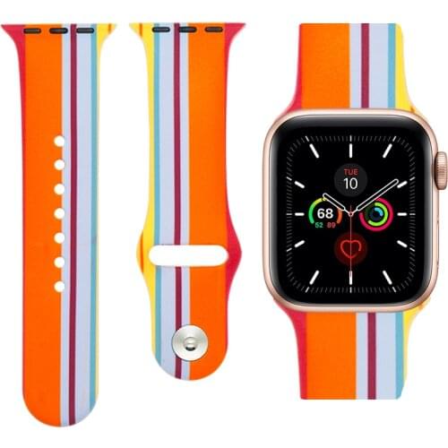 2 Sides Print Sport Fashion Strap For iwatch Apple Watch Rubber Silicone Band Strap 38mm 40mm 42mm 44mm 123456 Series