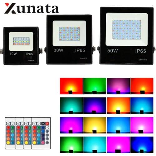 10W 30W 50W RGB LED Floodlight Spotlight Garden Security light Waterproof AC 220V Reflector Projector Lamp With Remote Control