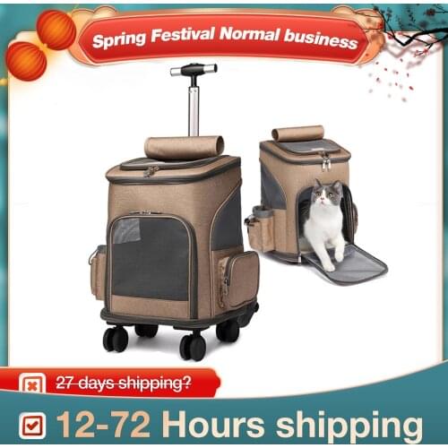 Pet Cat stroller Backpack Transport Travel Carrier Cat Transport Cage Adjustable Detachable Expandable Carrying Backpack