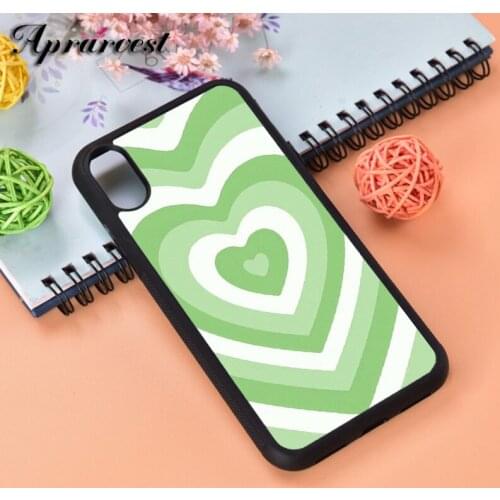 Aprarvest Green Illusion Hearts Silicone Rubber Phone Case Cover For iPhone 6 6S 7 8 PLUS X XS XR 11 12 MINI PRO MAX