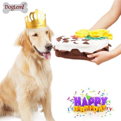 Dog Snuffle Toy Birthday Party Gift Cake for your Dogs Snuffling Training Plush Dog Toys