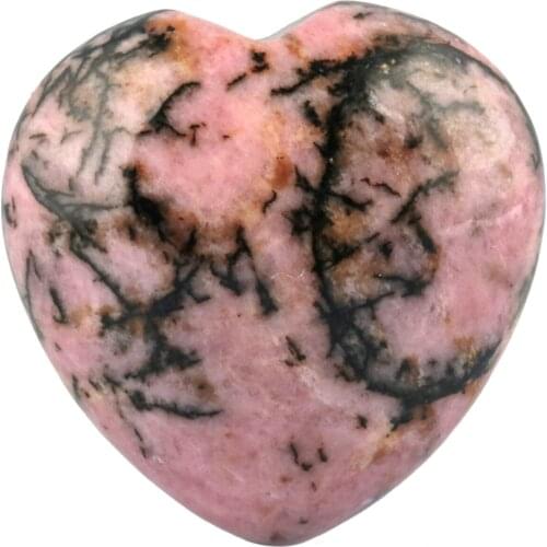 TUMBEELLUWA Rhodonite Carved Healing Crystal Puff Heart Palm Stone, Worry Stone Chakra Reiki 0.9