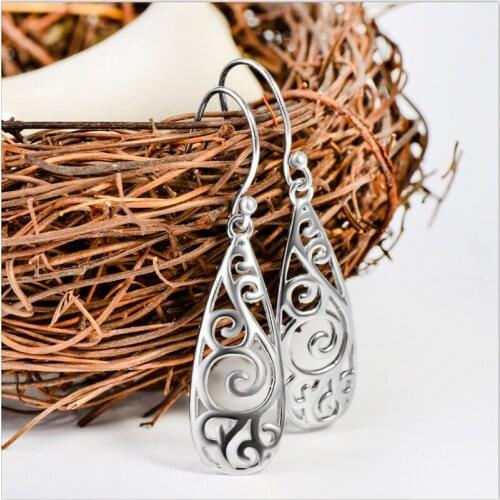 Fashion Ethnic Hollow Flower Long Drop Earring Filled Dangle Earrings For Women Hanging Earrings Jewelry