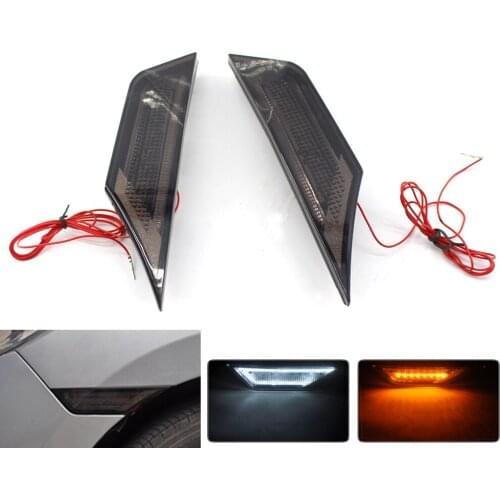 FOR 16-18 HONDA CIVIC JDM SMOKE TINTED LENS SIDE MARKER LED SIGNAL LIGHT w/ DRL
