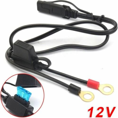Weatherproof Battery Charger Cable 12-24V Dustproof Motorcycle 10A Black