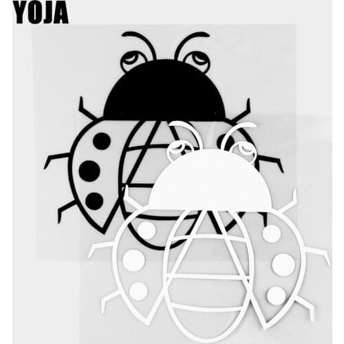 YOJA 14.7×13.3CM Cartoon Animals Beautiful Ladybird Pattern Vinyl Decal Car Stickers Black/Silver 19C-0420