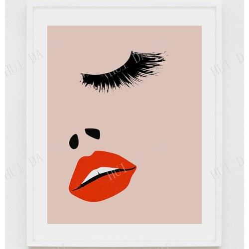 Woman Face Wall Art, Minimalist Modern Eyelash Print, Abstract Female Face Wall Art, Makeup Beauty Salon Decor