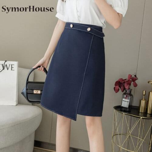 Womens A Line Skirts Casual 2021 Spring Summer All-match High Waist OL Skirt Female Irregular Harajuku Saias Mujer Autumn