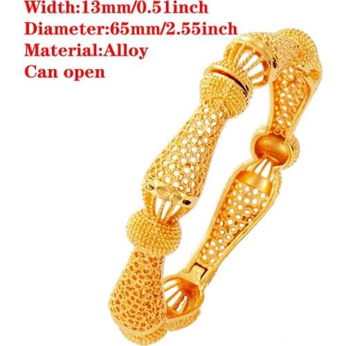 1pcs Bangles Gold color Dubai Bangle&Bracelet Indian For Women Africa Jewelry Ethiopian Wedding Bride Jewelry Gift