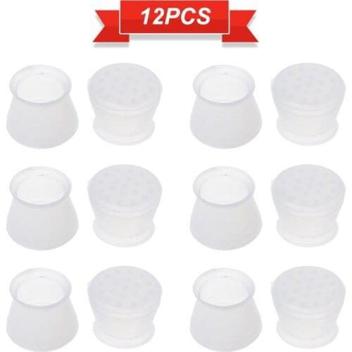 12pcs Silicone Round Chair Leg Caps Feet Pads Furniture Table Covers Wood Floor Protectors