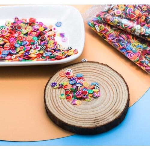1000Pcs/17Styles 1Bag Soft Clay Resin Filling Fruit Flowers Pattern Nail Colorful Mix Filler For DIY Epoxy Resin Jewelry Making