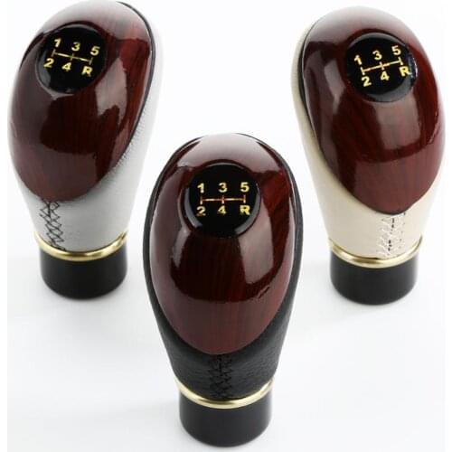 80% Dropshipping!1 Pcs Wooden Leather Car Shift Knob Universal Car Truck 5 Speed Manual Gear Stick Knob Shift Gloss