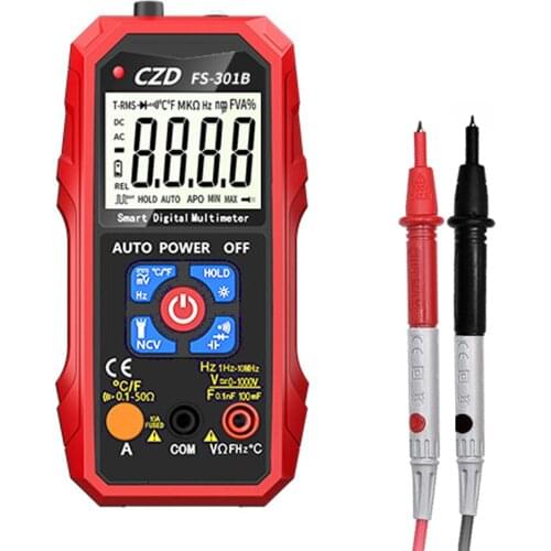 301C T-RMS Digital Intelligent Multimeter with Backlight LED Flashlight NCV Direct Current AC Voltage Current Resistance
