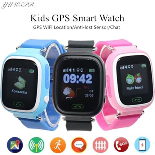 Kids GPS Tracker Watches WIFI GPS LBS Location Call Vibration Anti-Lost Sensor Touch Screen Tracking Children Smart Watch Q90
