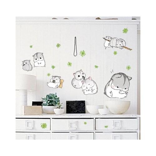 DIY Cute Hamster Vinyl Wall Stickers Lovely Animal Pet Home Decal Kids Room Nursery Wall Decor Winder Sticker Murals Picture