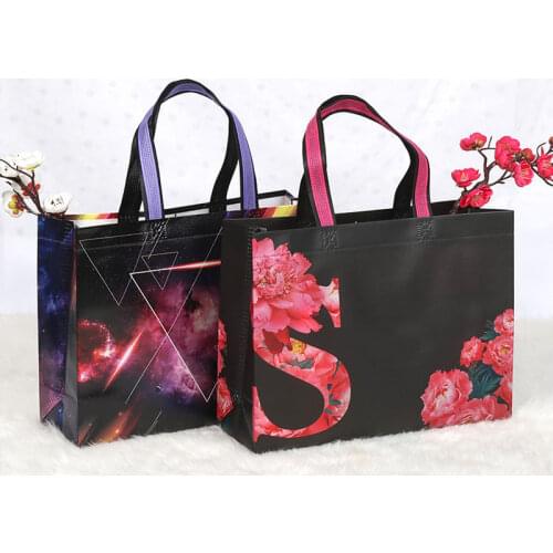Eco Shopping Bag Reusable Non-Woven Foldable Tote Bag Fashion Flower Printed Folding Pouch Kitchen Bathroom Home Storage Bag
