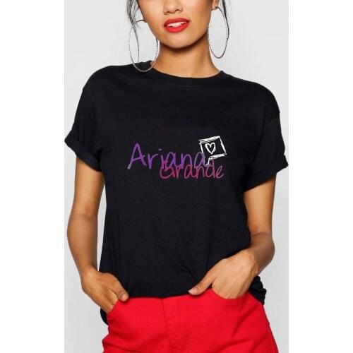 Ariana Grande T-shirt Short Sleeve Tshirt Harajuku Streetwear Print Black 100%Cotton O-Neck Casual Clothes T Shirt Women Girls