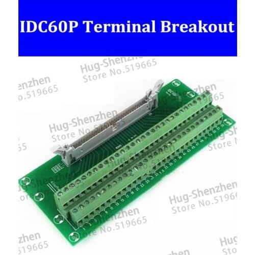 IDC60P IDC 60 Pin Male Connector to 60P Terminal Block Breakout Board Adapter PLC Relay Terminals DIN Rail Mounting--1pcs/lot