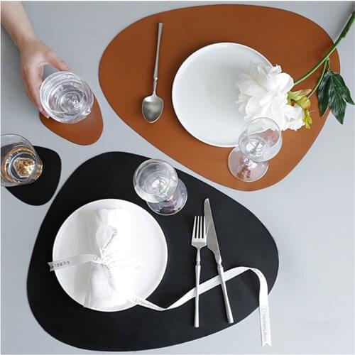 PU Leather Placemat for Dinner Table,Waterproof Coaster,Coffee Table Disc Cup Mat,Heat Insulation Non Slip Tableware Pad