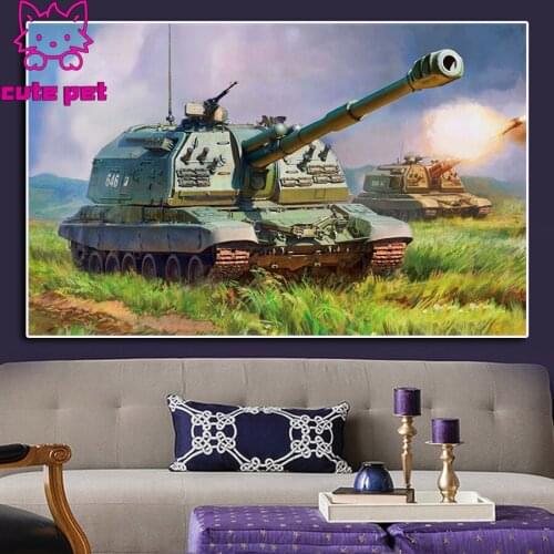 Square Round Drill Russian152 mm self-propelled gun military Mosaic Diamond Painting Cross Stitch DIY 5D Embroidery decor puzzle