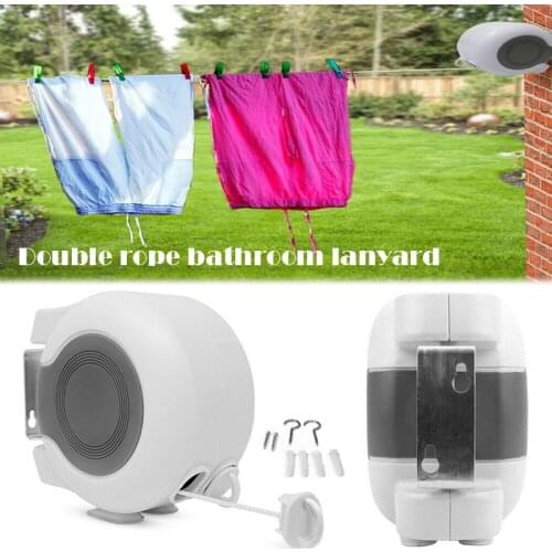 13M Double Line Wall Hanger Retractable Clothesline Indoor Clothes Dryer Drying Rack UD88