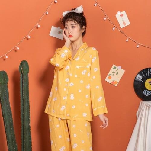 New Fashion Sleepwear Womens Cotton Cute Pajamas Girls Long Sleeve Tops+Pants With Pockets Polka Dot Casual Lounge Wear