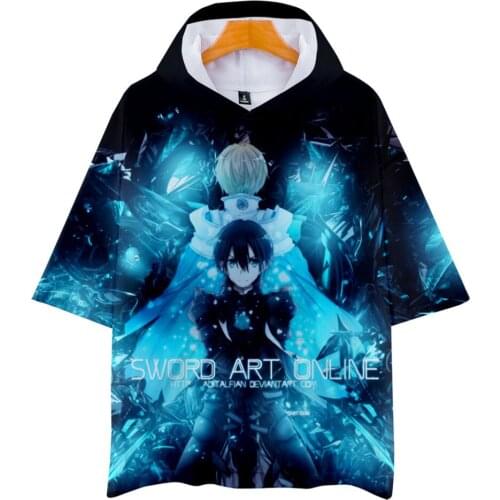 Sword Art Online Yuki Asuna Hooded T-Shirts Men Women Tshirts Short Sleeve Tops SAO Kirito Kirigaya Kazuto Funny Harajuku Tees
