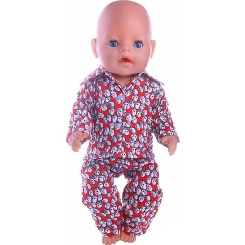 Doll Clothes New Fashion Skull Pattern Pajamas Fit 18 Inch American Doll & 43 Cm Born Doll For Generation Toy