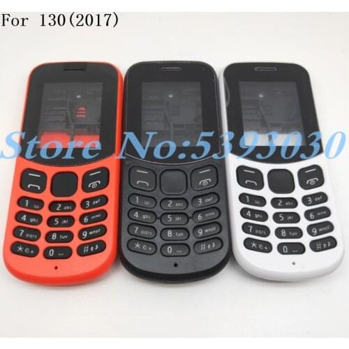 Original For Nokia 130 2017 TA-1017 New Full Complete Mobile Phone Housing Facing Case+battery Back door +English Keyboard+Logo