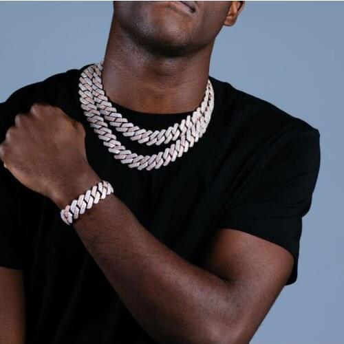 2021 Hip Hop 3 Row CZ 19mm Cuban Link Chain Necklace Iced Out Bling 5A cubic zirconia Paved 4 Colors Wide Heavy men boy jewelry