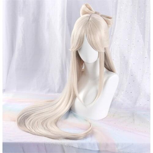 Game Genshin Impact Ningguang Cosplay Wig Long Straight Heat Resistant Synthetic Hair Ning guang Cosplay Wigs + Wig Cap
