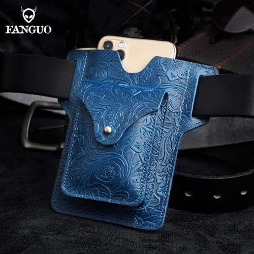 Portable Male Sports Running Mobile Phone Pouch Genuine Leather Storage Belt Bag Handmade Womens Belt Ultra-thin Coin Bag