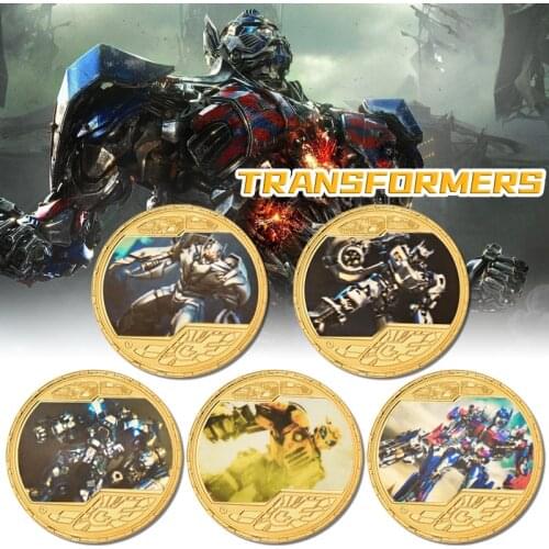 Transformers Bumblebee Gold Plated Challenge Coin with CoinGift Box America Original Coin Set Gifts Souvenirs Dropshipping