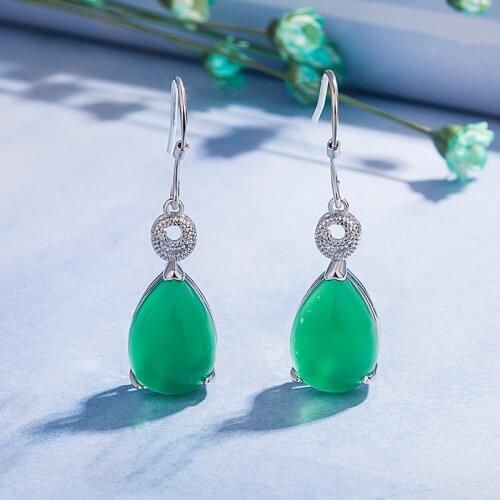 Real Emerald S925 Silver Drop Earrings Pure Gemstone Jewelry for Women Silver Wedding Jewelry Kolczyki Orecchini Earrings Luxury