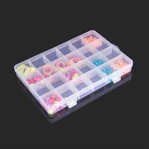 24 Slots Adjustable Jewelry Storage Box Case Craft Organizer Beads Multi Grids Transparent Plastic Storage Box Portable