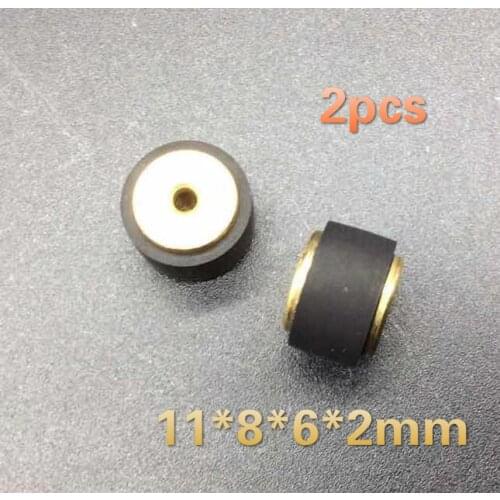 2pcs copper 11*8*6*2mm retractor wheel belt pulley rubber audio pressure recorder cassette deck pinch roller tape Stereo player