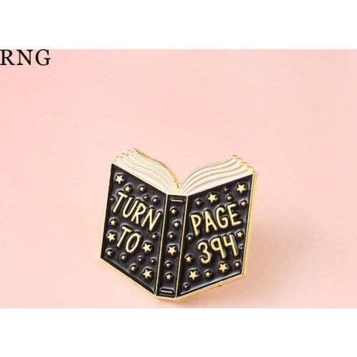 RNG New black gold cartoon Letter Magic Book Metal Enamel Pin love reading magic collection turtleneck sweater Brooch