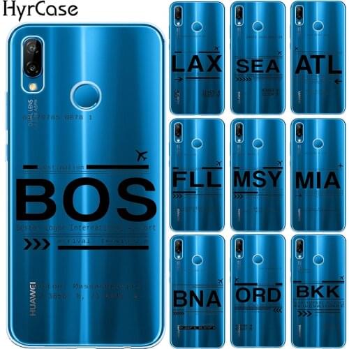 Boston US International Airport Call Letter Silicone Case Cover For Huawei P30 P40 Lite E P20 Lite Pro Mate 20 Mate 30 Lite Pro