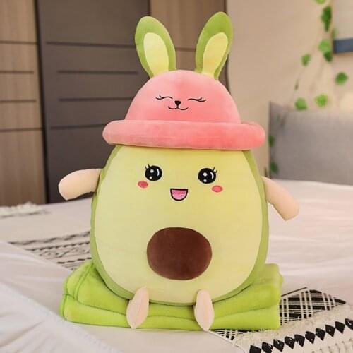 Cute Rabbit Plush Toy Avocado Pillow Four Seasons Universal Air Conditioning Blanket Waist Cushion Wholesale Customization