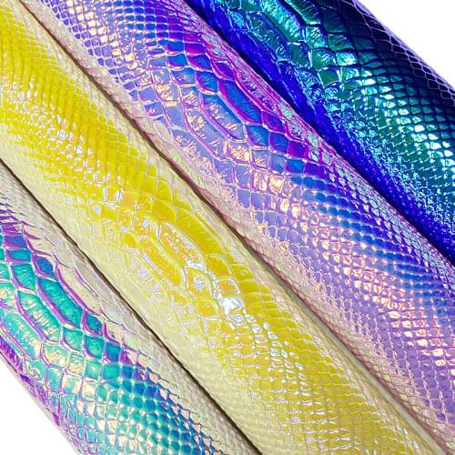 Snake Skin Grain Embossed Holographic Spunlace Fabric Sheet for Making Bag/Decoration/Earring/Shoe/Craft