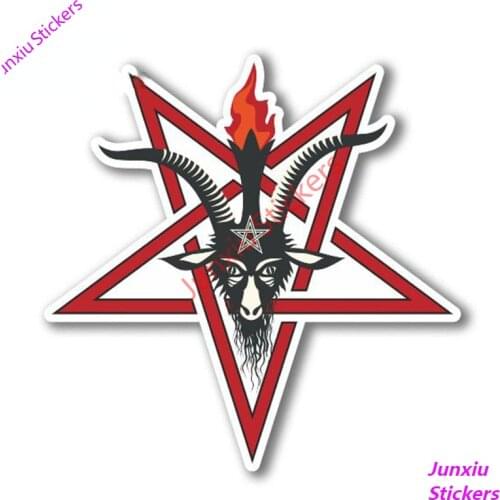 Pentagram Symbol Vinyl Decals Laptop Pagan Satanic Goats Head Car Sticker for Window Bumper Trunk Scratch-Proof Decor PVC13x13cm