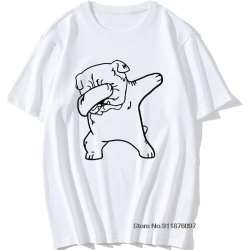 Dabbing English Bulldog Funny T Shirts Men Adult Clothes T-Shirts Round Neck Cotton Dog Tee Shirt