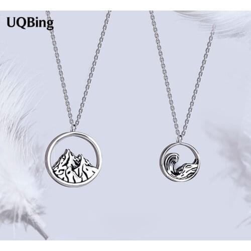 925 sterling silver round shape Mountain League couple pendant necklace for women party gifts jewelry