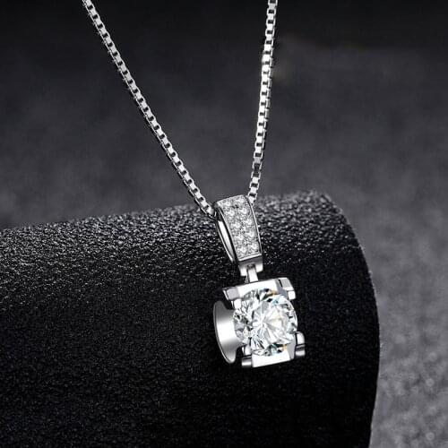 BOEYCJR 925 Silver 0.5ct/1ct/2ct F color Moissanite VVS Engagement Elegant Wedding Pendant Necklace for Women Anniversary Gift
